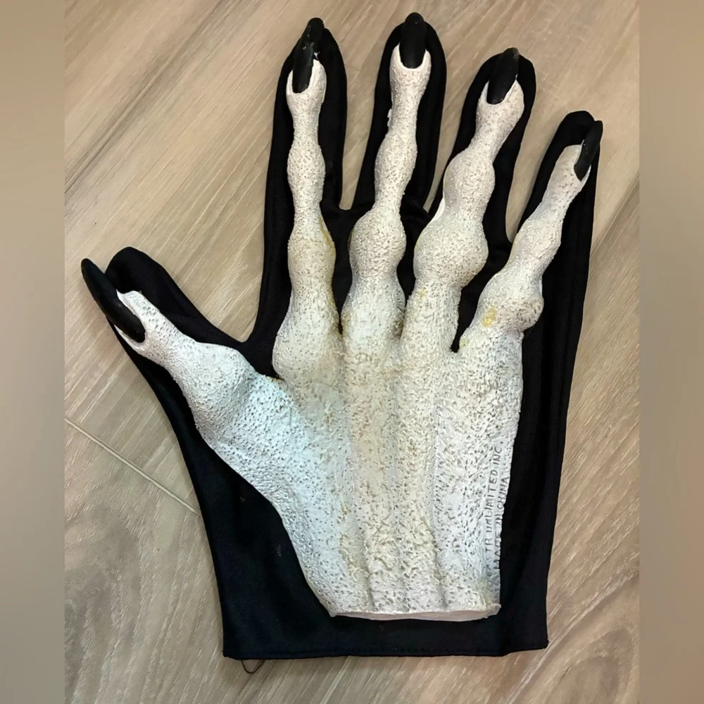 Halloween Skeleton Hand Gloves Bones Spooky Scary Costume Nails Onesize Unisex